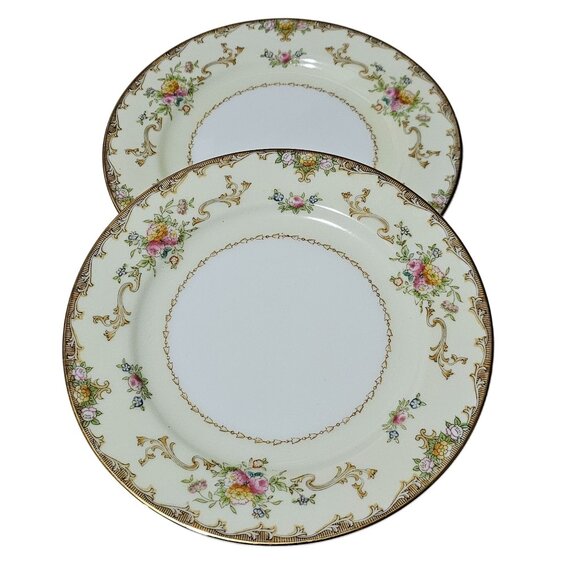 Meito Other - 2 Vintage Meito Dessert Plates 6.5" bread floral scrollwork Art Nouveau wedding